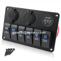 6 Gang Rocker Switch Panel / Tomada de cigarro / Painel de carregador USB para Marinha / Barco